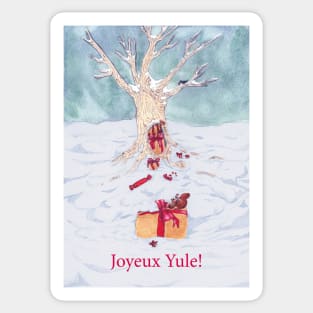 Woodland creatures + Joyeux Yule Sticker